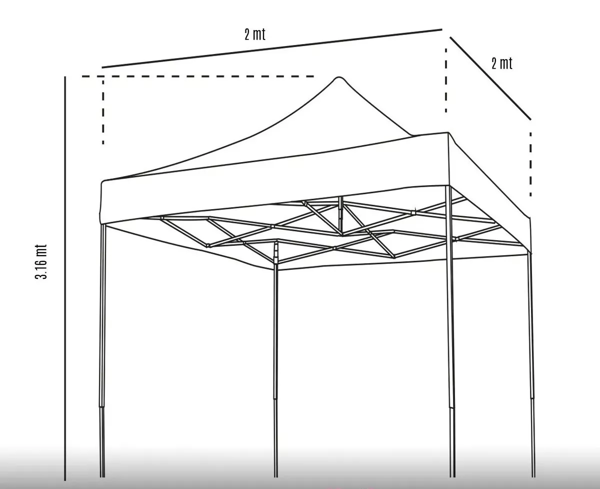 Carpa Toldo Plegable 2x2 Azul Reforzado Impermeable Jardín Lona