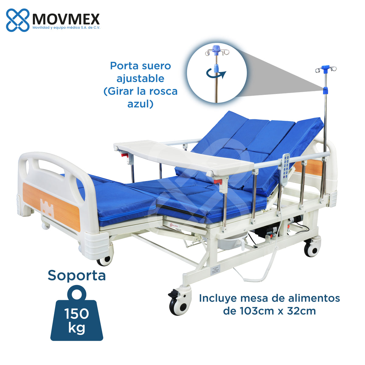 CAMA HOSPITALARIA ELÉCTRICA Y MANUAL 7 FUNCIONES EN 1 MODELO SENDLER